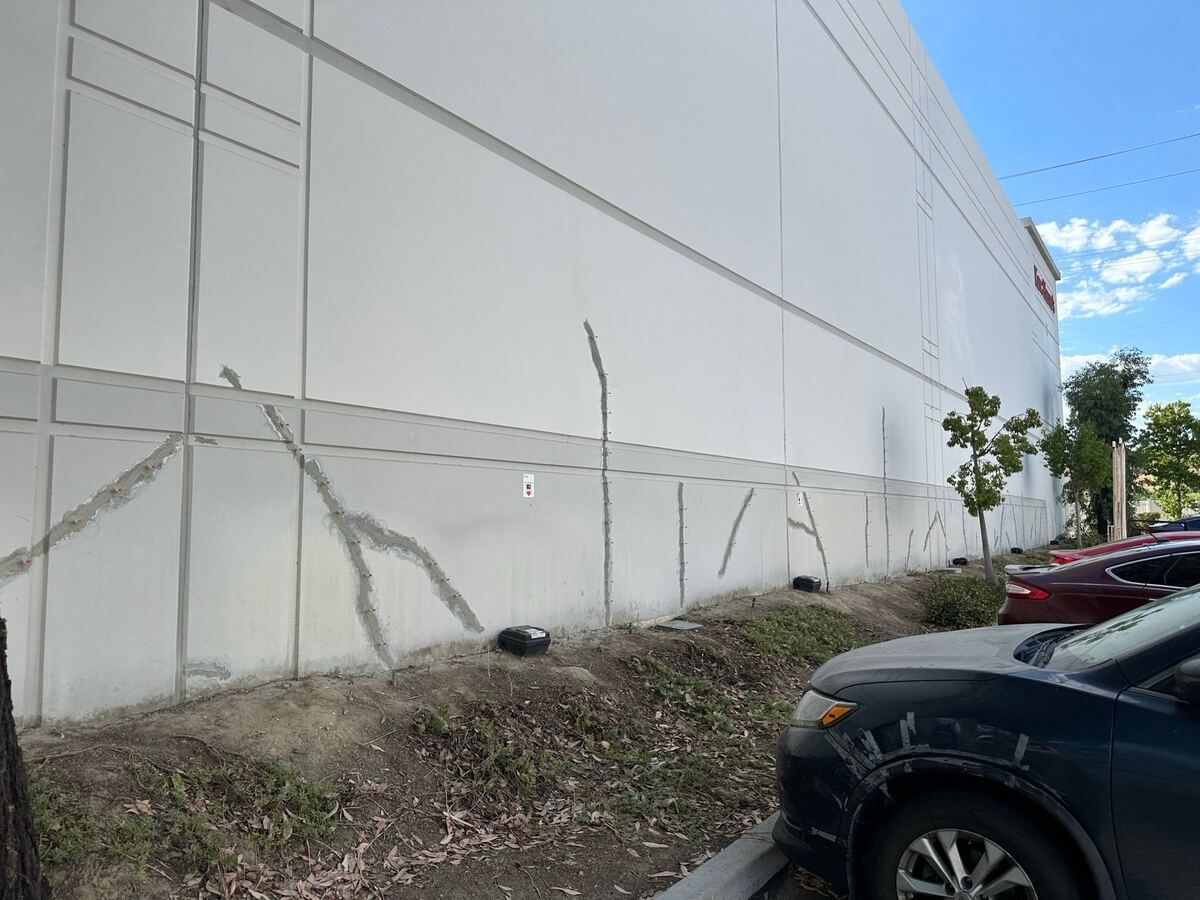Cracks routed and flagged for epoxy injection
